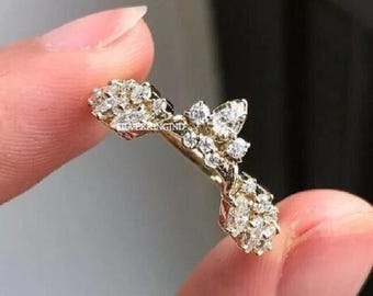 Moissanite Enhancer and Wrap for High-Profile Rings, Round Cut Wedding Bands Matching Bands for Engagement Rings Guard Ring Jacket Protector
