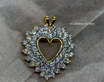 VVS Moissanite Heart Pendant, 925 Silver / Gold Plated Heart Necklace, D Color Moissanite Jewelry, Minimalist Love Pendant, Gift for Her