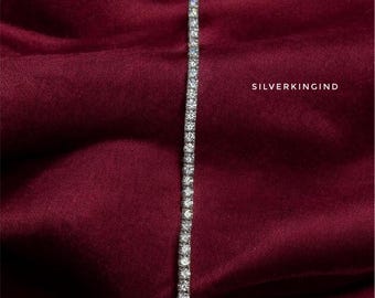 3mm Moissanite Tennis Bracelet | VVS1 Diamond Look Bracelet |  14K Gold Plated | Iced Out Tennis Chain | Dainty Luxury Bracelet