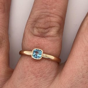 Aquamarine Dainty Ring, Gold Minimalist Ring, March Birthstone Ring, Sterling Silver Ring, Thin Ring, Delicate Ring, Gift for Her, Gemstone