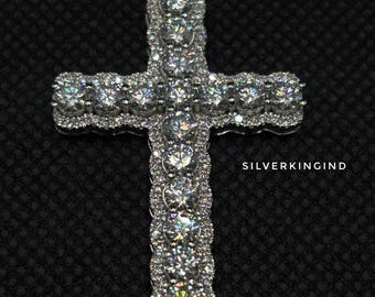 Real Moissanite Diamond Cross Pendant,Cross Necklace | 925 Silver / Gold Plated | Hip Hop Jewelry | Gift for Him & Her , religious gift ,
