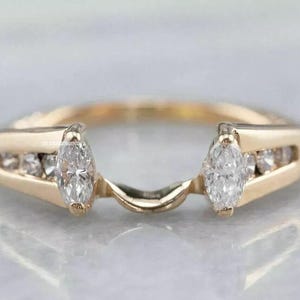 2Ct Round Cut Diamond Crown Wedding Enhancer Wrap Band Ring 14K Yellow Gold Finish, Engagement Enhancer Guard Ring