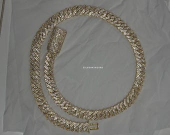 VVS Moissanite Cuban Link Necklace /Custom Name Lock | 14k yellow gold plate Personalized Chain |  Diamond Look Necklace | Gift for Him/Her