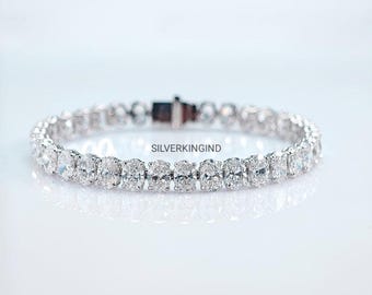 Oval Lab created simulated Diamond Tennis Bracelet in 14k Gold-plated, Women's/Mens Bracelets,Anniversary,Wedding,,Engagement, gifts