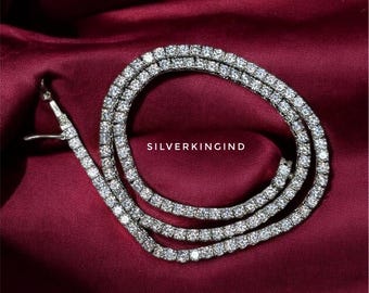 Moissanite Tennis Necklace | Diamond Look Chain | minimalist Style Jewelry | Gift for Him Her / bridal necklace