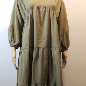 Tiered dress with balloon sleeves, maxi summer dress with V-neck, loose casual dress with flounce