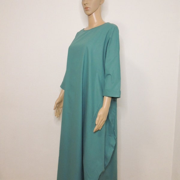 Sommerkleid mit Langarm, Strandkleid in trendigen Farben, Lässiges Kleid, Schlupfkleid