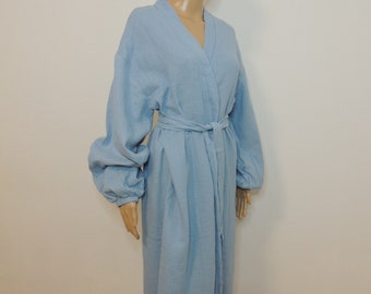 Robe de chambre en mousseline pour femme en coton mousseline, peignoir, kimono, peignoir, double gaze, robe portefeuille, manteau bien-être