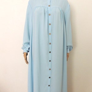 Long blouse dress with long sleeves, summer dress in light blue, loose women&#39;s dress in large sizes