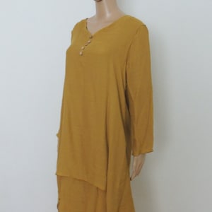 Midi Sommerkleid mit Langarm, Damenkleid mit unregelmäßigen Saum, Schlupfkleid