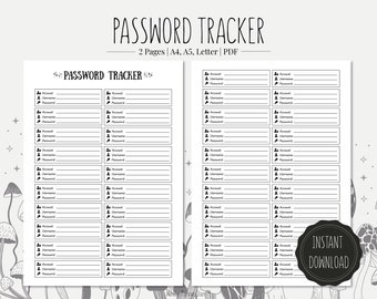 Password Tracker Printable | Home Organization (PDF Download)