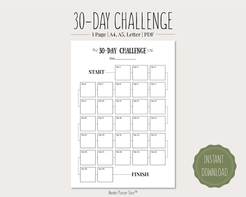 30-day Challenge Printable PDF A4, A5, Letter Format - Etsy Australia