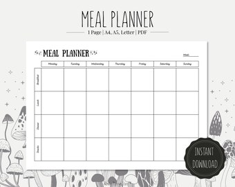 Printable Meal Planner | A4, A5, Letter Sizes (Instant Download)