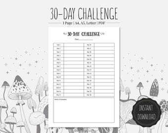 30-day Challenge | Printable PDF | A4, A5, Letter format