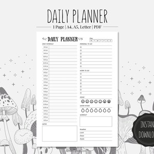 Daily Planner | Printable PDF | A4, A5, Letter | 12H & 24H Daily Schedule | WFH To-do list | Productivity Planner | Instant Download