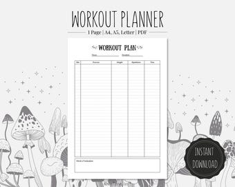 Workout planner | Fitness planner | Printable PDF | A4, A5, Letter format