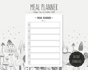 Printable Meal Planner | A4, A5, Letter Sizes (Digital Download)
