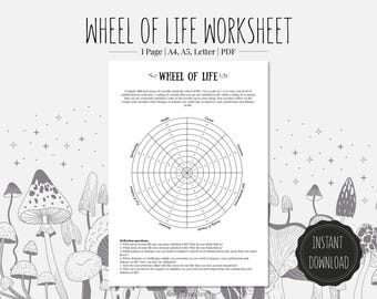 Wheel of Life Worksheet | Reflection Tool | Printable PDF | A4, A5, Letter format