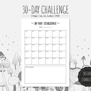30-day Challenge | Printable PDF | A4, A5, Letter format