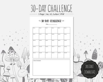 30-day Challenge | Printable PDF | A4, A5, Letter format
