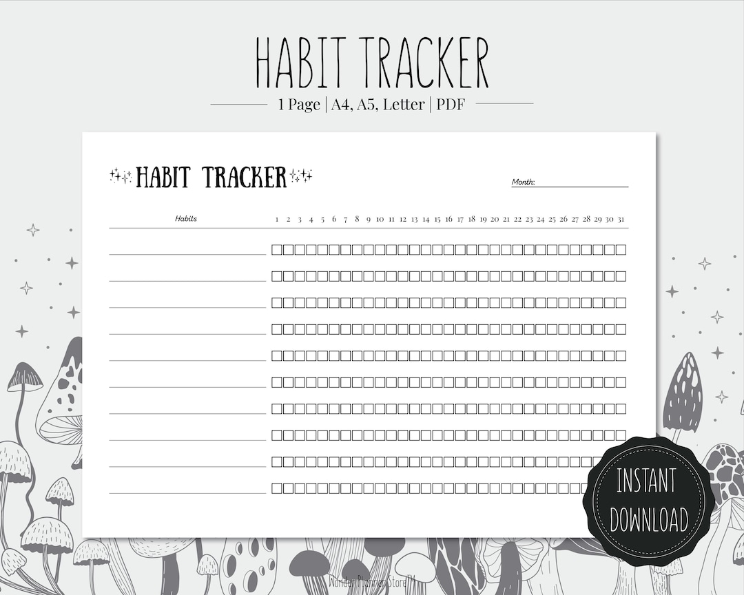 Habit Tracker | Printable PDF | A4, A5, Letter | Productivity Planner ...