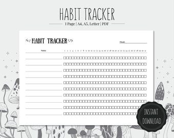 Habit tracker | Printable PDF | A4, A5, Letter | Productivity Planner | Instant Download