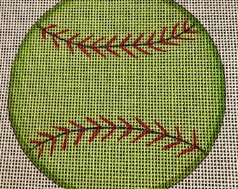 Soft Ball Needlepoint canvas, hand painted 4" perfect size ornament, table display, or wall