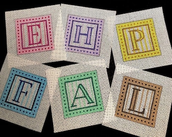Mini Custom Bag Charm Initial Pastel Needlepoint hand painted, great personalized gift idea 2" perfect size ornament, bag charm, or tabletop