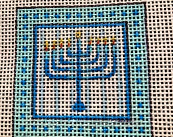 Mini Menorah Super Cute Bag Charms, Versatile, Needlepoint hand painted canvas, 2" perfect size as an ornament, bag charm, tabletop, or wall