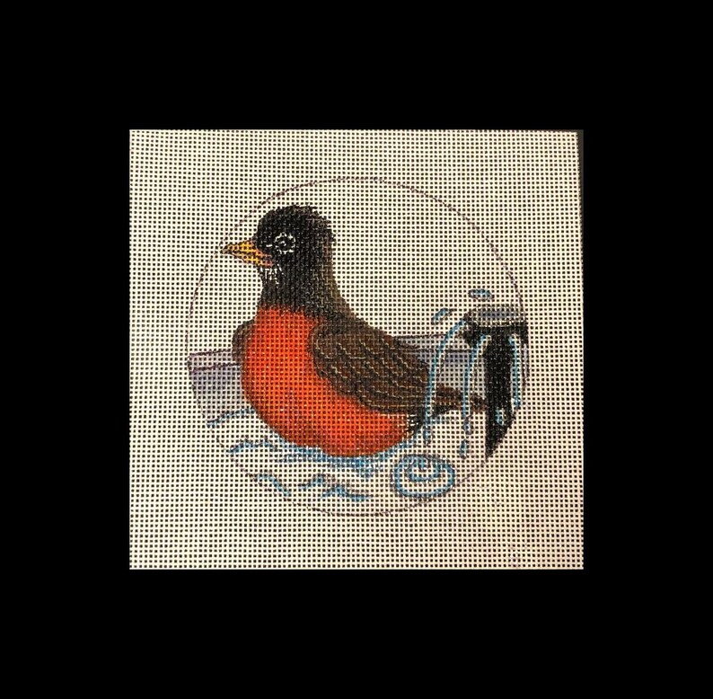 Robin Needlepoint Pattern American Robin Needlepoint Hand Painted Canvas, 4
