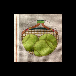 Tennis needlepoint hand painted canvas, 4&quot; perfect size for sport lovers soccer ornaments, coasters, wall decor or table top display