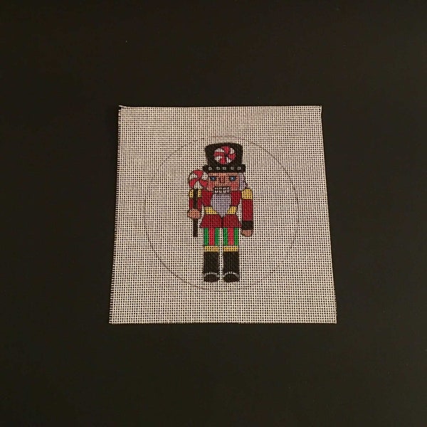 Nutcracker peppermint needlepoint canvas, use as an ornament, coaster or wall hanging