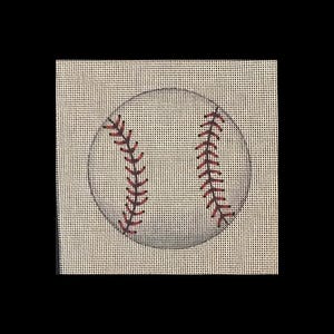 Baseball Needlepoint hand painted canvas, 4&quot; perfect size for baseball ornaments, coasters, wall decor or table top display