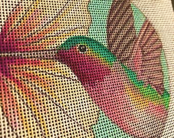 Happy Hummingbird hand painted colorful bird lover gift idea, 4" perfect size for ornament, wall decor or table top display