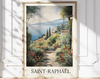 SAINT-RAPHAEL Poster . French Riviera Decor . Mediterranean Art . Vintage Costal Poster . Vintage Holiday Art . Wall Art . Printable Art
