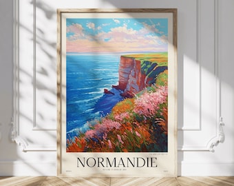NORMANDIE Poster | Vintage Travel Poster | ETRETAT Art |  Impressionism Wall Art | Rustic French Charm | Cottagecore Art | Printable Art