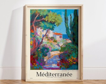 Mediterranean Travel Poster | French Riviera decor | Mediterranean Art | Travel Art Pint | Vintage Travel Print | Printable Art