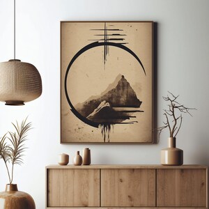 Japanese Beige Wall Art Decor Print, Modern Abstract Minimalist Japandi Zen Poster, Gift Idea, Home Decor, Livingroom Decor, Above Bed Art