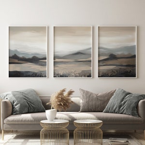 3er Set, moderne abstrakte Berglandschaft Malerei Wandbild, DIGITAL DOWNLOAD Druck, Wohnzimmer über dem Bett Dekor
