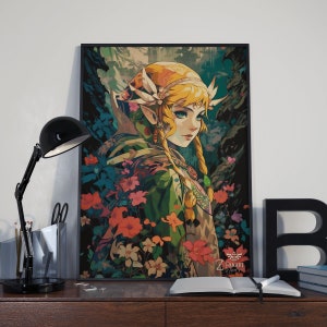 The Legend of Zelda-fanart: geef je gamingruimte een boost met de magie van Breath of the Wild digitale poster, ideaal als cadeau of als muurdecoratie