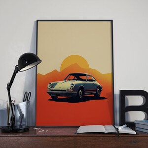 Porsche 911 Wandkunst | Porsche Poster | Digitaldruck Poster | DIGITALER DOWNLOAD | Porsche Illustration | Auto Wandkunst | Kinderzimmer Wanddekoration