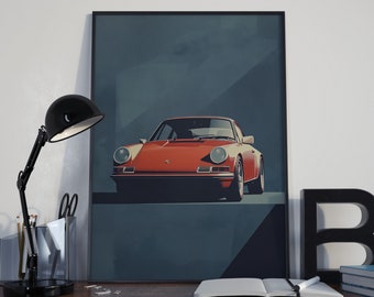 Porsche Wall Art | Classic Porsche Poster, Digital Print Poster, DIGITAL DOWNLOAD, Porsche Illustration, Car Wall Art, Kids Room Wall Decor