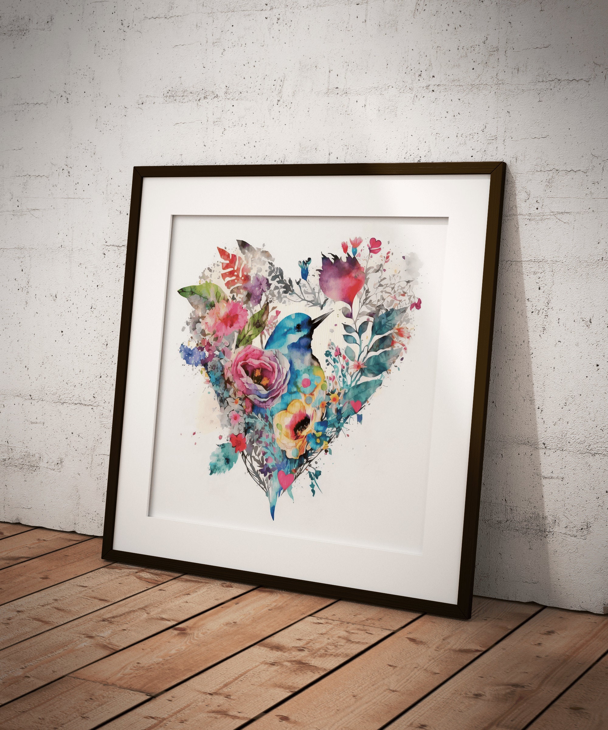 Floral Heart Wall Art Love Wall Art Digital Print Poster - Etsy