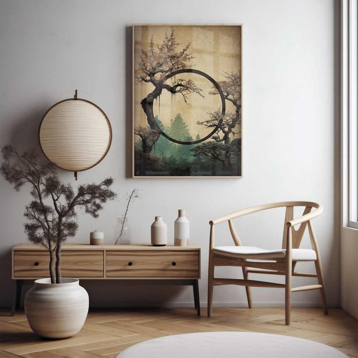 Beige Japanese Wall Art Digital Print | Japandi Modern Minimalist Zen ...
