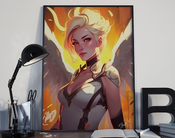 Mercy Angel Fan Art Poster: Digital Download for Gaming Den