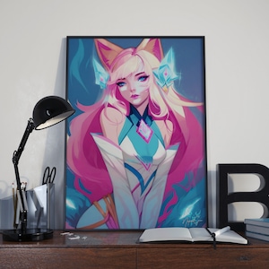 League of Legends Ahri Digital Download Poster: Elevate Your Gaming Room with LoL Ahri Digital Video Game Art, Ideal for Gift or Wall Decor