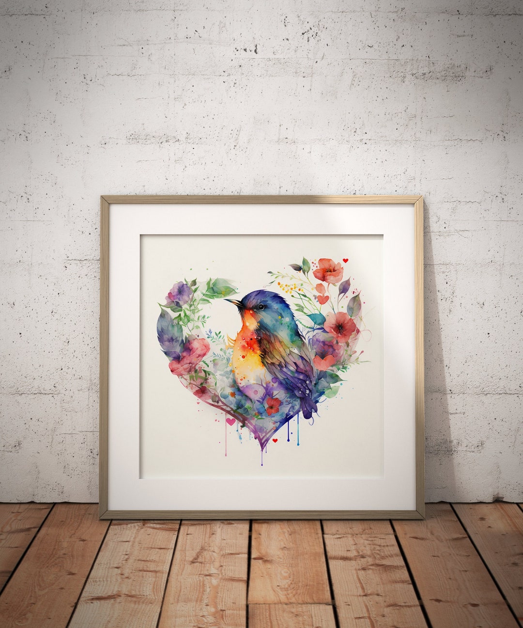 Floral Heart Wall Art Love Wall Art Digital Print Poster DIGITAL