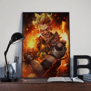 Junkrat Fan Art Digital Download Poster: Elevate Your Gaming Room with the Overwatch Digital Art, Ideal for Gift or Wall Decor