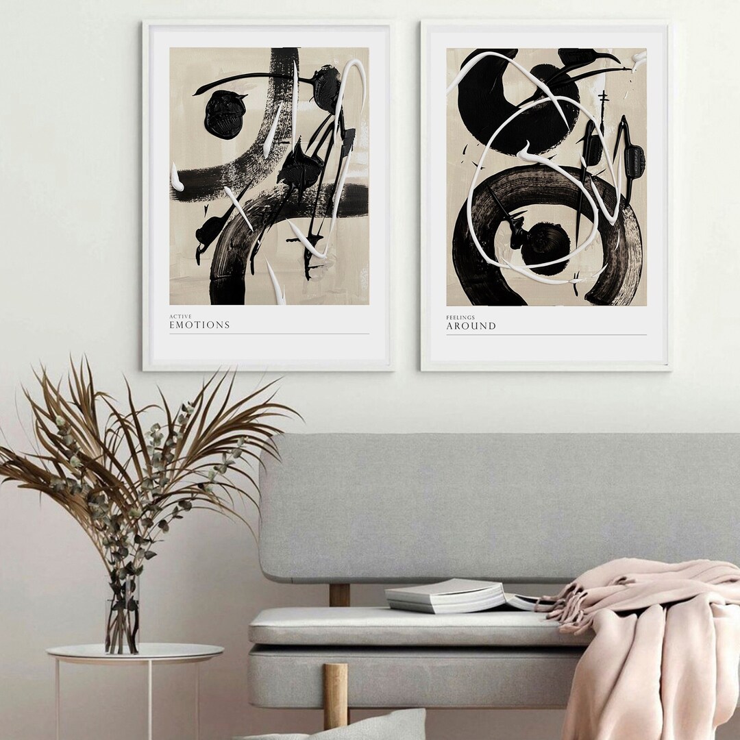 Set of 2 Abstract Prints, Printable Art, Set of 2 Mid Century Prints ...