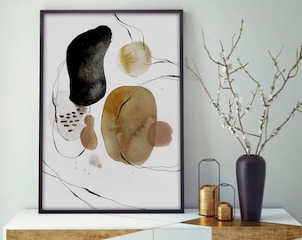 Abstract print, Minimalist Painting, Watercolour elegant print, Earth tones art, Downloadable wall art, Digital fine art, Modern art print